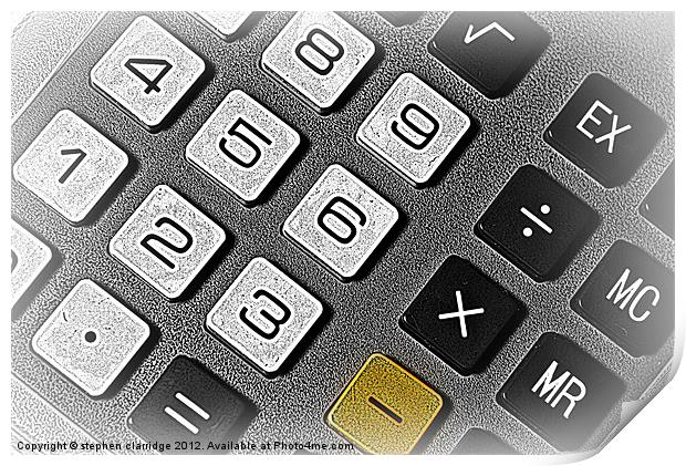 Retro calculator keyborad Print by stephen clarridge