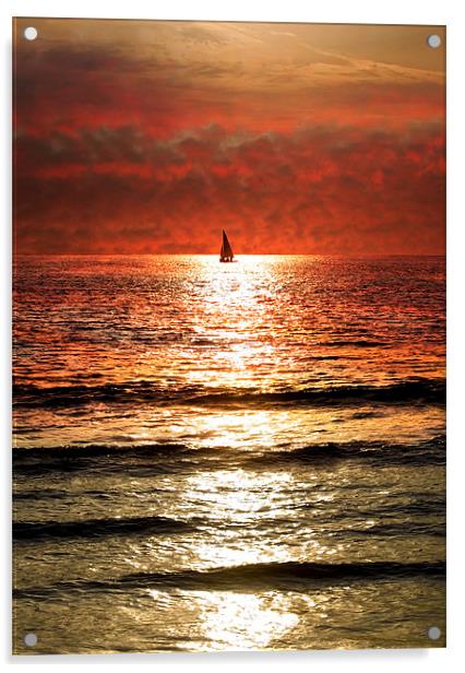 Dramatic Red Sunset Yachting Adventure Acrylic by Mike Gorton