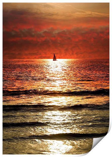 Dramatic Red Sunset Yachting Adventure Print by Mike Gorton