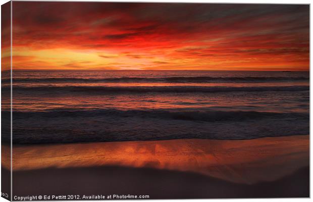 Burning Red Sunset Canvas Print by Ed Pettitt
