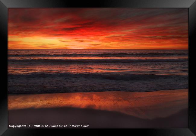 Burning Red Sunset Framed Print by Ed Pettitt