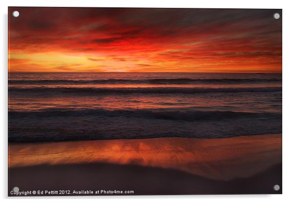 Burning Red Sunset Acrylic by Ed Pettitt