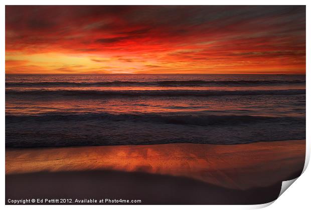 Burning Red Sunset Print by Ed Pettitt