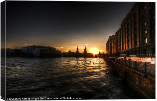Old docks sunset. Canvas Print by Nathan Wright