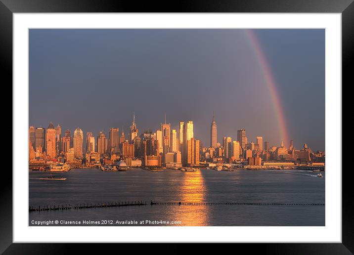 Rainbow Over New York I Framed Mounted Print by Clarence Holmes