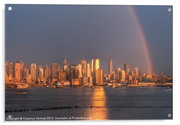 Rainbow Over New York I Acrylic by Clarence Holmes