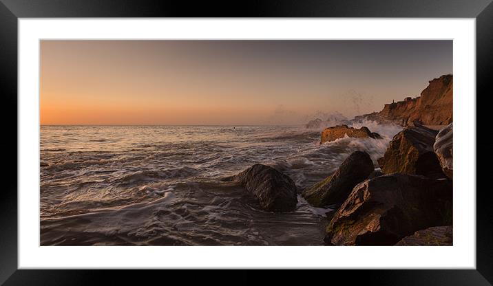 Tides rush in - Happisburgh Framed Mounted Print by Simon Wrigglesworth