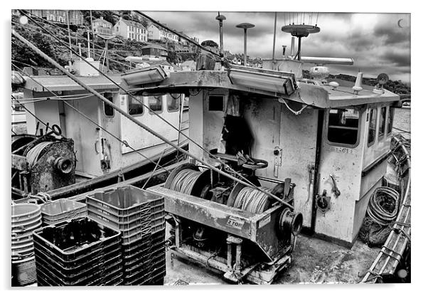 Trawlers in Black and White Acrylic by Jay Lethbridge
