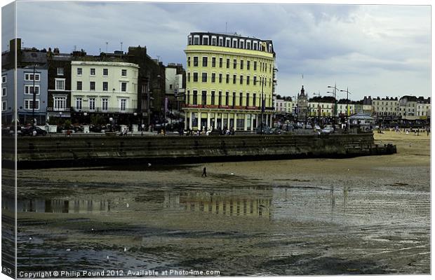 Reflections on Margate Beach Canvas Print by Philip Pound