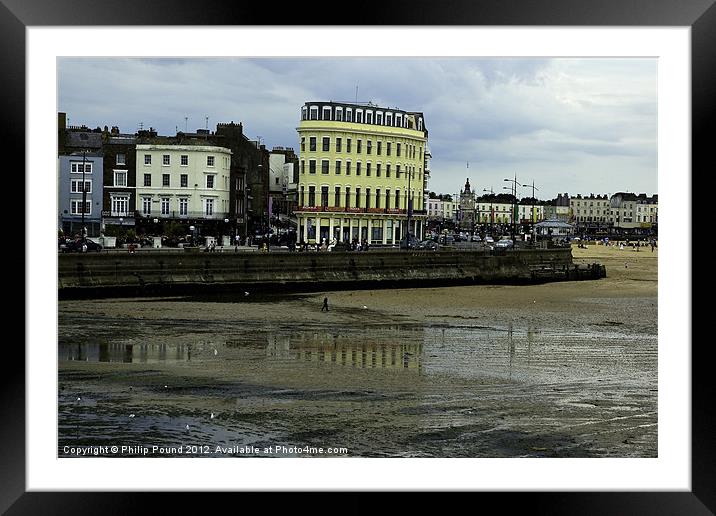Reflections on Margate Beach Framed Mounted Print by Philip Pound