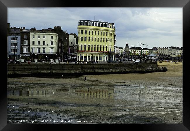 Reflections on Margate Beach Framed Print by Philip Pound