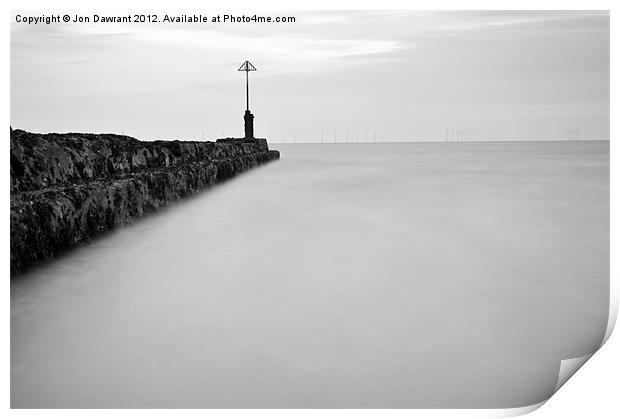 Long exposure of the the sea by a groyne Print by Jonny Essex