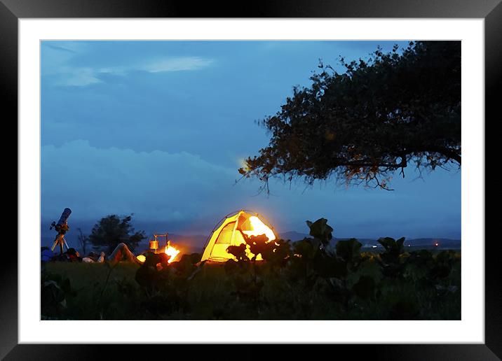Night camp by the lake Framed Mounted Print by Arfabita  