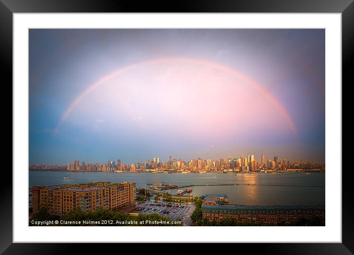 Rainbow Over New York II Framed Mounted Print by Clarence Holmes