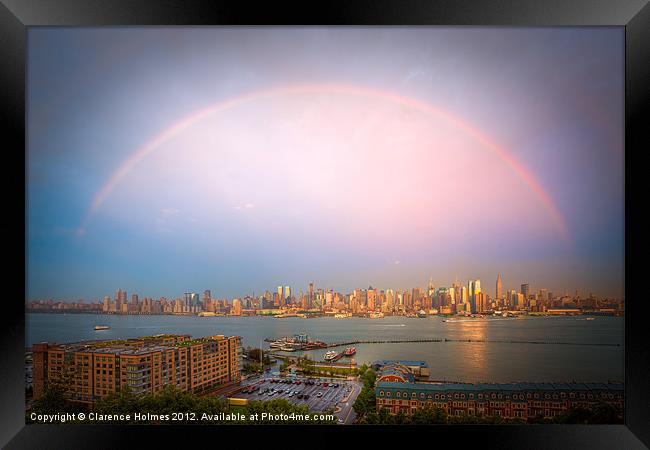 Rainbow Over New York II Framed Print by Clarence Holmes