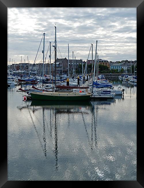 Boats In Morning Light Framed Print by Noreen Linale