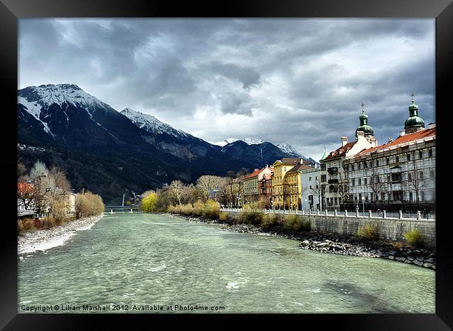 The Inn River-Innsbruck. Framed Print by Lilian Marshall