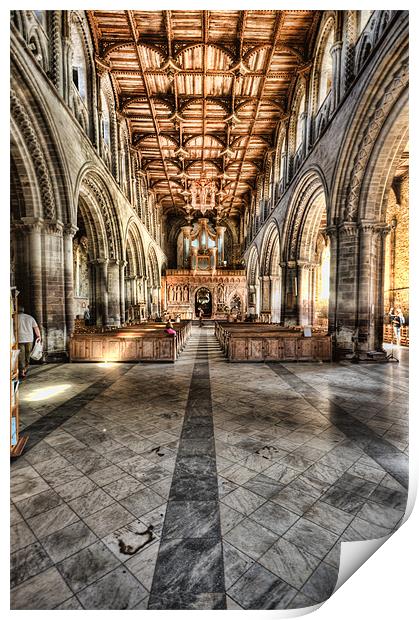 St Davids Cathedral Nave Print by Steve Purnell