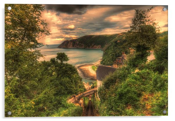 Lynmouth Clifftop Railway Acrylic by Dean Messenger