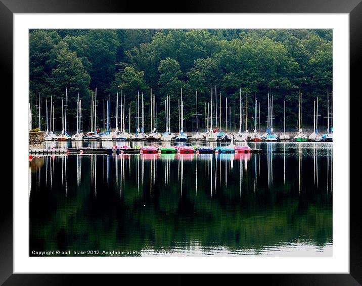 boat reflections Framed Mounted Print by carl blake