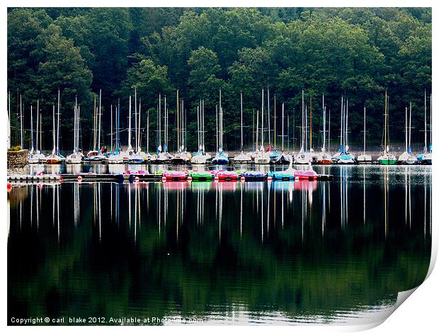 boat reflections Print by carl blake