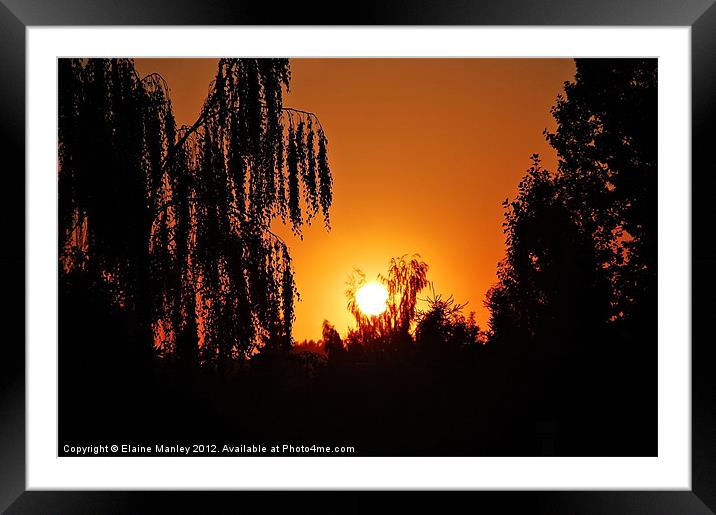 Sunset Silouette Framed Mounted Print by Elaine Manley