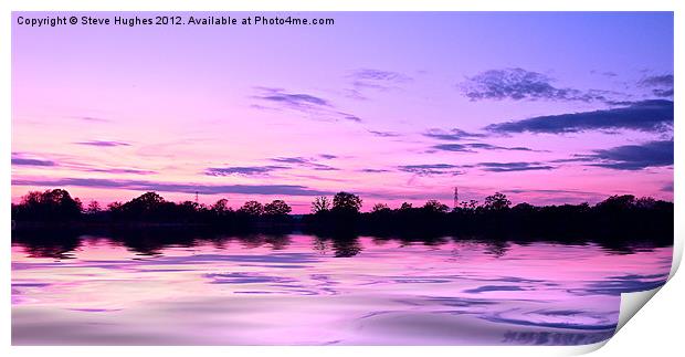 Winter Sunset River Wey Surrey Print by Steve Hughes