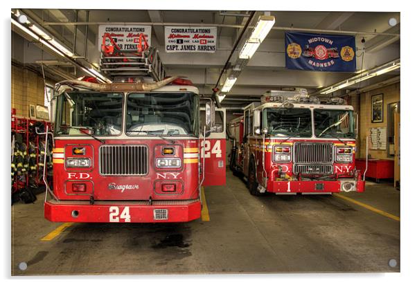 NYFD Fire Engines Acrylic by Phil Emmerson