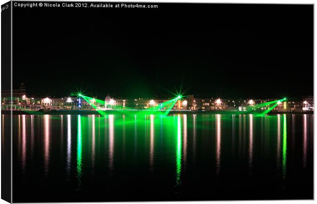 Weymouth Seafront Lasers Canvas Print by Nicola Clark