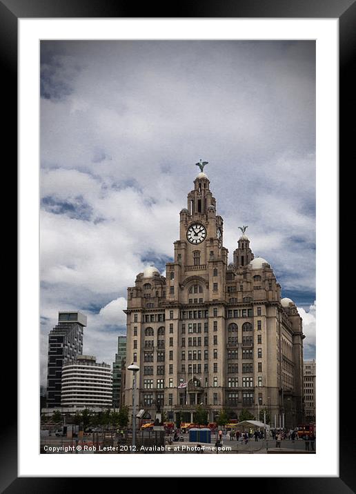 Liverpool`s Liver Building. Framed Mounted Print by Rob Lester