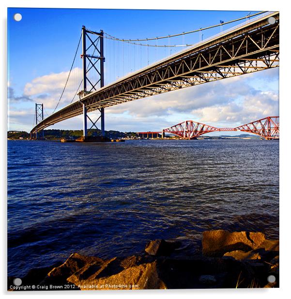 Forth Bridges, Scotland Acrylic by Craig Brown