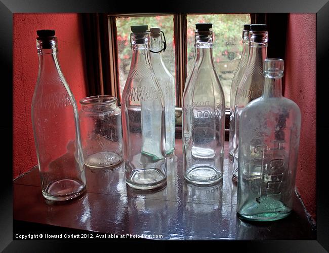 Vintage bottles Framed Print by Howard Corlett