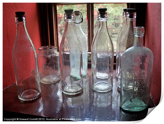 Vintage bottles Print by Howard Corlett