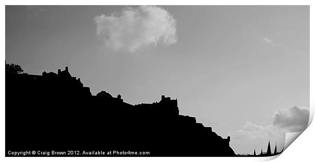 Panoramic Edinburgh castle at Dusk Print by Craig Brown