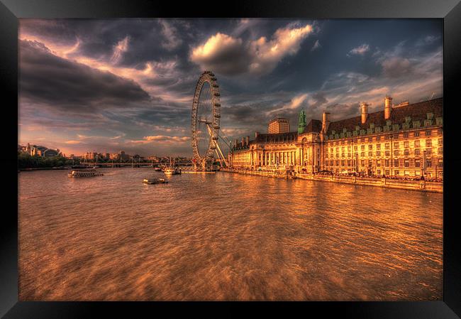 London Eye Sunset Framed Print by Dean Messenger