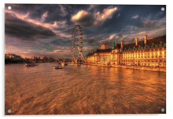 London Eye Sunset Acrylic by Dean Messenger
