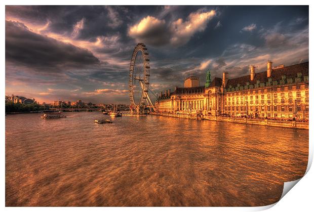 London Eye Sunset Print by Dean Messenger