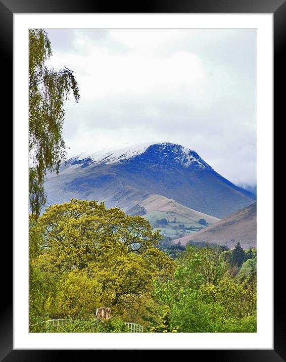View towards Snow Capped Catbells  Lake district Framed Mounted Print by philip clarke
