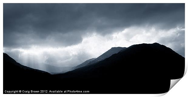 Gloomy Scottish Mountains Print by Craig Brown