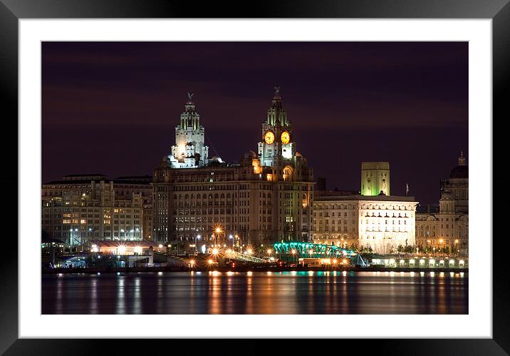 Liverpool Pierhead at Night Framed Mounted Print by Wayne Molyneux