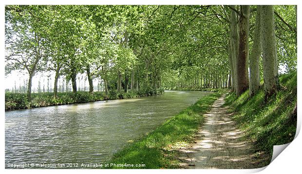THE CANAL DU MIDI. Print by malcolm fish