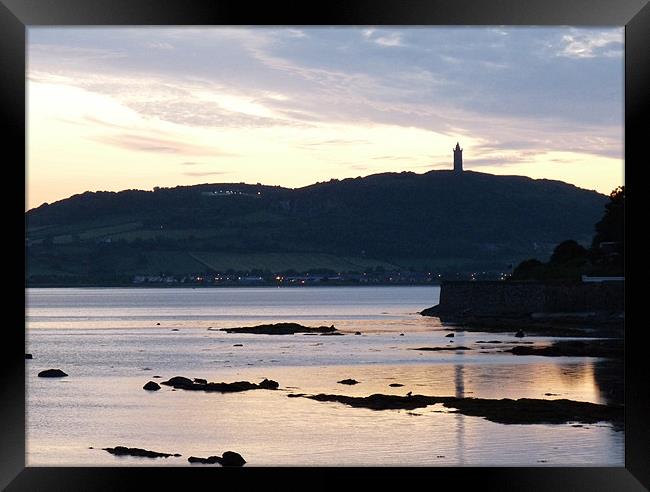 Scrabo Tower At Sunset Framed Print by Noreen Linale