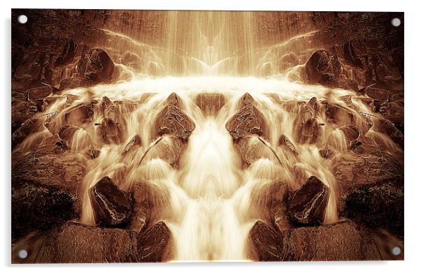 Glistening Gold Waterfall Acrylic by Mike Gorton