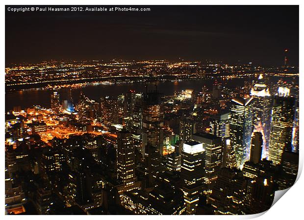 New York City at Night Print by P H