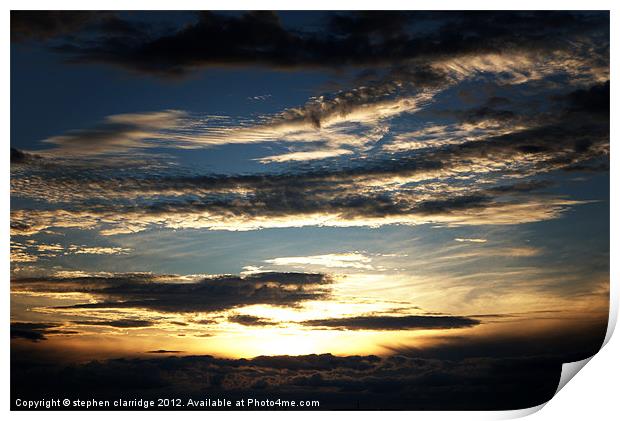 Sunset Clouds Print by stephen clarridge