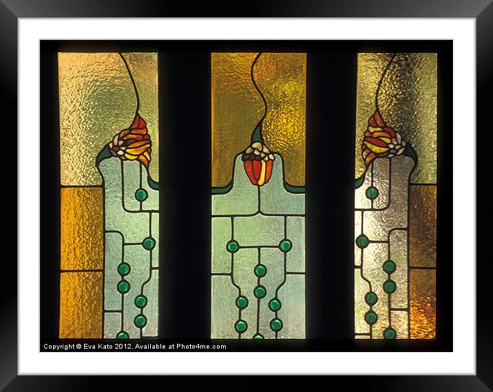 Art Nouveau Stained Glass Framed Mounted Print by Eva Kato