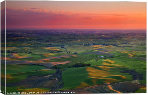 Red Skies over the Palouse Canvas Print by Mike Dawson