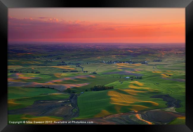 Red Skies over the Palouse Framed Print by Mike Dawson
