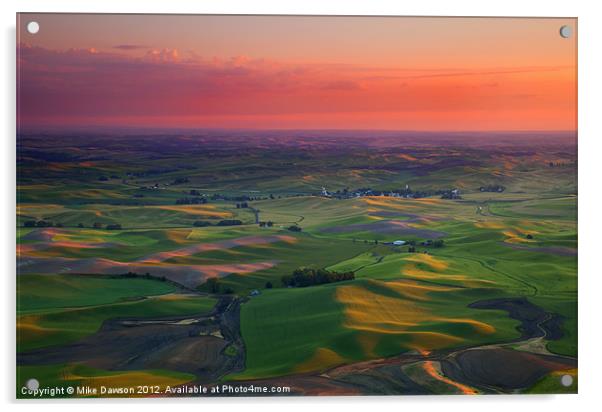 Red Skies over the Palouse Acrylic by Mike Dawson