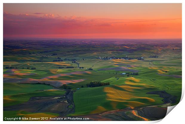 Red Skies over the Palouse Print by Mike Dawson